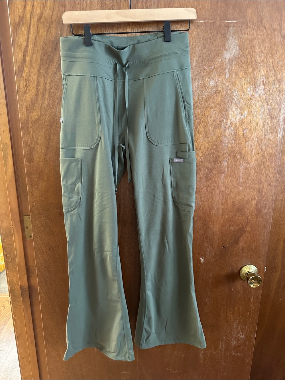 Olive Green Figs Scrubs Flared Pants